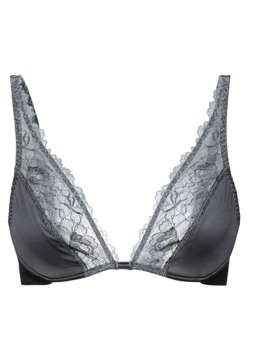Delicate Lace Plunge Bra - Gray